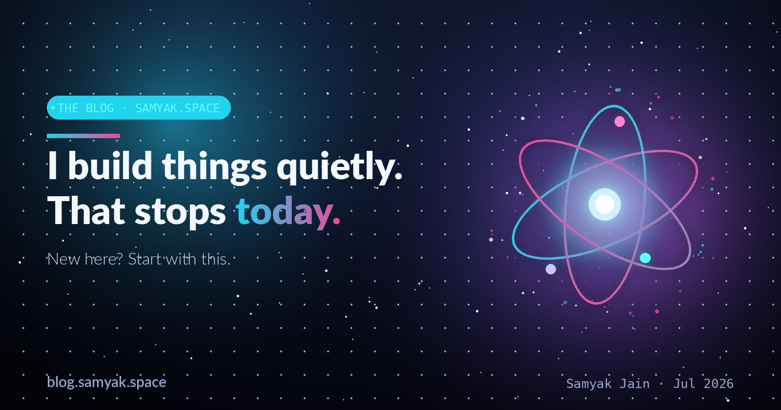 I build things quietly. That stops today.